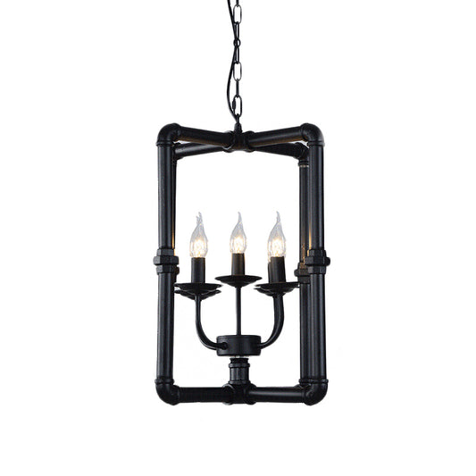 Candlestick Metal Chandelier Light Fixture Warehouse 5 Lights Restaurant Hanging Lamp Kit in Black Clearhalo 'Cast Iron' 'Ceiling Lights' 'Chandeliers' 'Industrial Chandeliers' 'Industrial' 'Metal' 'Middle Century Chandeliers' 'Rustic Chandeliers' 'Tiffany' Lighting' 326884