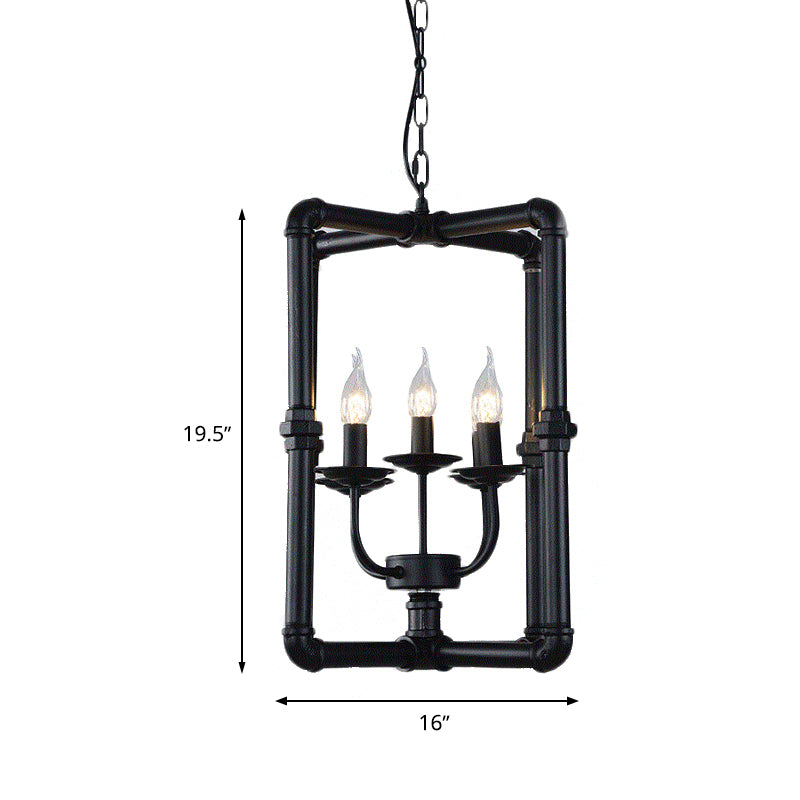 Candlestick Metal Chandelier Light Fixture Warehouse 5 Lights Restaurant Hanging Lamp Kit in Black Clearhalo 'Cast Iron' 'Ceiling Lights' 'Chandeliers' 'Industrial Chandeliers' 'Industrial' 'Metal' 'Middle Century Chandeliers' 'Rustic Chandeliers' 'Tiffany' Lighting' 326885