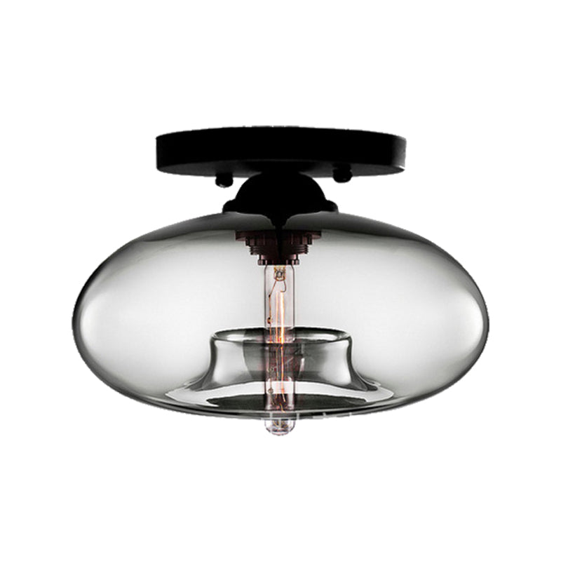 Oblong Flush Ceiling Light Fixture Modernist Glass 1 Light Sky Blue/Amber/Smoke Gray/Coffee Ceiling Light Fixture, 11" W Clearhalo 'Ceiling Lights' 'Close To Ceiling Lights' 'Close to ceiling' 'Flush mount' Lighting' 326922