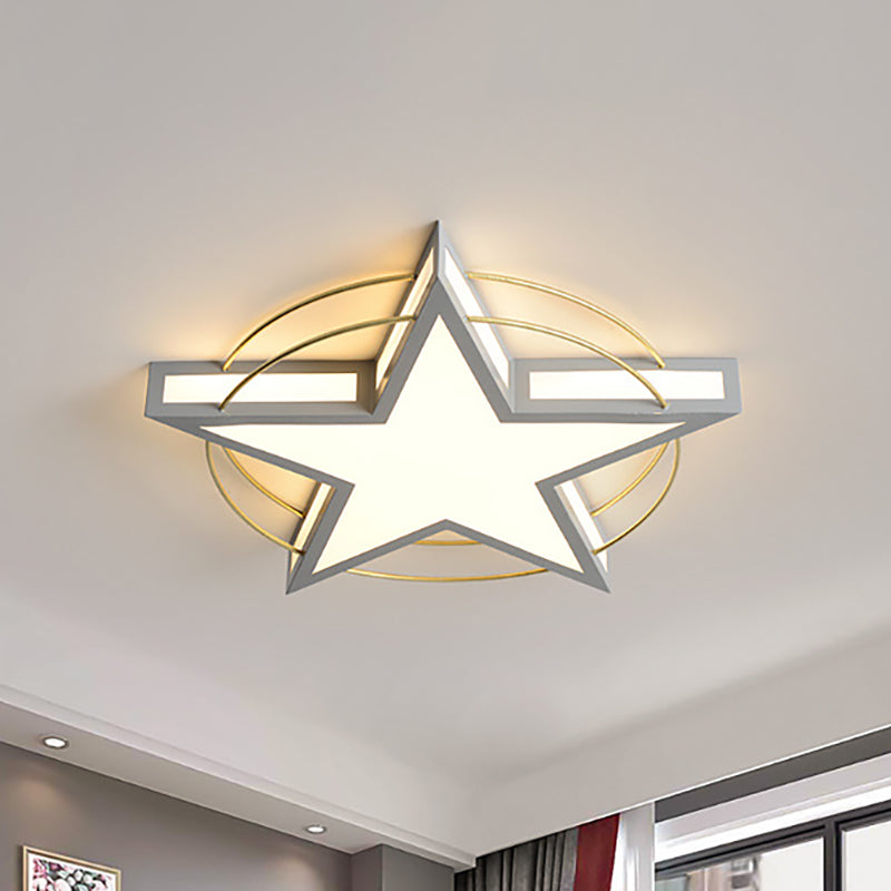 Star/Triangle Flush Mount Lighting Nordic Metal Black/Grey Ceiling Flush Light with Acrylic Diffuser Grey 20.5" Clearhalo 'Ceiling Lights' 'Close To Ceiling Lights' 'Close to ceiling' 'Flush mount' Lighting' 326935