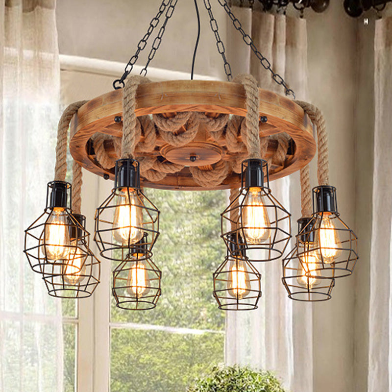 Metal Black Chandelier Lighting Fixture Globe 6/8 Lights Farmhouse Hanging Ceiling Light for Living Room Clearhalo 'Cast Iron' 'Ceiling Lights' 'Chandeliers' 'Industrial Chandeliers' 'Industrial' 'Metal' 'Middle Century Chandeliers' 'Rustic Chandeliers' 'Tiffany' Lighting' 326946