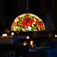 1/2 Lights Chandelier Lamp Mediterranean Floral Red Cut Glass Suspension Pendant Light, 12"/16" W Red 16" Clearhalo 'Ceiling Lights' 'Chandeliers' 'Industrial' 'Middle Century Chandeliers' 'Tiffany Chandeliers' 'Tiffany close to ceiling' 'Tiffany' Lighting' 326970