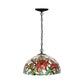 1/2 Lights Chandelier Lamp Mediterranean Floral Red Cut Glass Suspension Pendant Light, 12"/16" W Clearhalo 'Ceiling Lights' 'Chandeliers' 'Industrial' 'Middle Century Chandeliers' 'Tiffany Chandeliers' 'Tiffany close to ceiling' 'Tiffany' Lighting' 326973