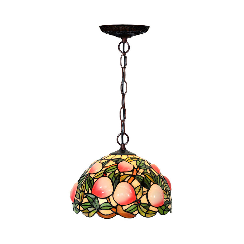 Pink Cut Glass 1/2/3 Lights Chandelier Light Victorian Peach Bronze Hanging Pendant for Dining Room, 12"/16"/20" Wide Clearhalo 'Ceiling Lights' 'Chandeliers' 'Industrial' 'Middle Century Chandeliers' 'Tiffany Chandeliers' 'Tiffany close to ceiling' 'Tiffany' Lighting' 326994