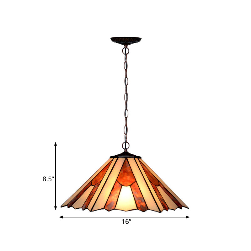 Conical White/Yellow/Orange Cut Glass Hanging Chandelier Baroque 2 Lights Bronze Suspension Pendant for Kitchen Clearhalo 'Ceiling Lights' 'Chandeliers' 'Industrial' 'Middle Century Chandeliers' 'Pendant Lights' 'Tiffany Chandeliers' 'Tiffany close to ceiling' 'Tiffany' Lighting' 327152