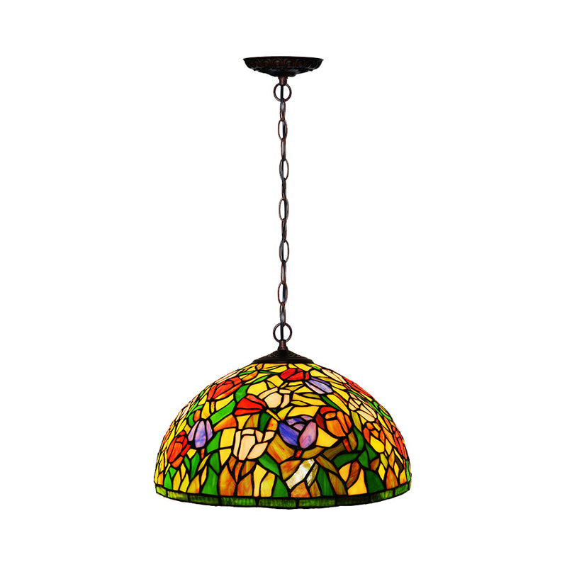 2 Lights Hanging Chandelier Mediterranean Dragonfly Red/Green/Purple Cut Glass Pendant Light Kit Purple Clearhalo 'Ceiling Lights' 'Chandeliers' 'Industrial' 'Middle Century Chandeliers' 'Tiffany Chandeliers' 'Tiffany close to ceiling' 'Tiffany' Lighting' 327284