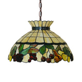 Black 3 Lights Chandelier Baroque Yellow Stained Glass Domed Shade Pendant Lighting Clearhalo 'Ceiling Lights' 'Chandeliers' 'Industrial' 'Middle Century Chandeliers' 'Pendant Lights' 'Tiffany Chandeliers' 'Tiffany close to ceiling' 'Tiffany' Lighting' 327296
