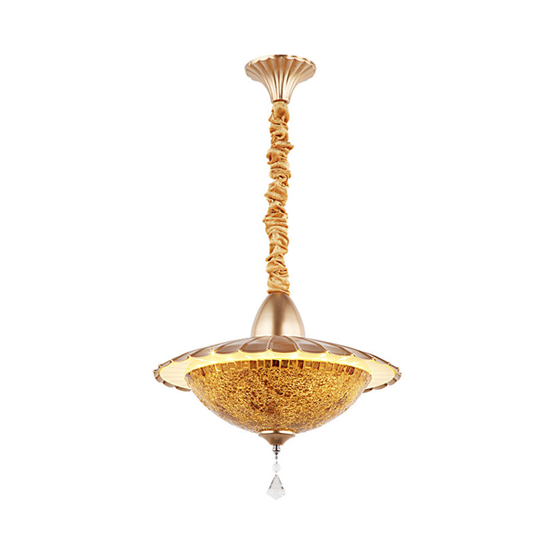 LED Bowl Chandelier Lighting Fixture Mediterranean White Cut Glass Suspension Pendant with Crystal Droplet White D Clearhalo 'Ceiling Lights' 'Chandeliers' 'Industrial' 'Middle Century Chandeliers' 'Tiffany Chandeliers' 'Tiffany close to ceiling' 'Tiffany' Lighting' 327739