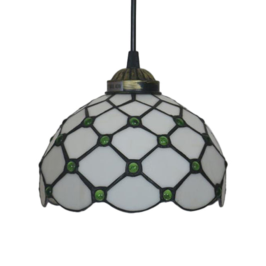 Black 1 Light Hanging Pendant Baroque Beige/Blue/Green Glass Domed Shade Drop Lamp for Dining Room Clearhalo 'Ceiling Lights' 'Chandeliers' 'Industrial' 'Middle Century Pendants' 'Pendant Lights' 'Pendants' 'Tiffany close to ceiling' 'Tiffany Pendants' 'Tiffany' Lighting' 327772