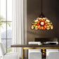 Victorian Floral Ceiling Pendant 1 Light Beige/Red/Pink Cut Glass Hanging Light Fixtures for Dining Room Orange Clearhalo 'Ceiling Lights' 'Chandeliers' 'Industrial' 'Middle Century Pendants' 'Pendant Lights' 'Pendants' 'Tiffany close to ceiling' 'Tiffany Pendants' 'Tiffany' Lighting' 327831