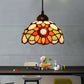Victorian Floral Ceiling Pendant 1 Light Beige/Red/Pink Cut Glass Hanging Light Fixtures for Dining Room Clearhalo 'Ceiling Lights' 'Chandeliers' 'Industrial' 'Middle Century Pendants' 'Pendant Lights' 'Pendants' 'Tiffany close to ceiling' 'Tiffany Pendants' 'Tiffany' Lighting' 327832