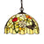 1/2 Lights Kitchen Chandelier Pendant Light Mediterranean Bronze Ceiling Lamp with Domed Red/Yellow Cut Glass Shade, 12"/16" W Red 12" Clearhalo 'Ceiling Lights' 'Chandeliers' 'Industrial' 'Middle Century Chandeliers' 'Tiffany Chandeliers' 'Tiffany close to ceiling' 'Tiffany' Lighting' 327960