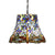 Bronze Flower Pendant Chandelier Victorian 2 Lights Red/Blue/Green Cut Glass Hanging Ceiling Light Purple Clearhalo 'Ceiling Lights' 'Chandeliers' 'Industrial' 'Middle Century Chandeliers' 'Tiffany Chandeliers' 'Tiffany close to ceiling' 'Tiffany' Lighting' 328012