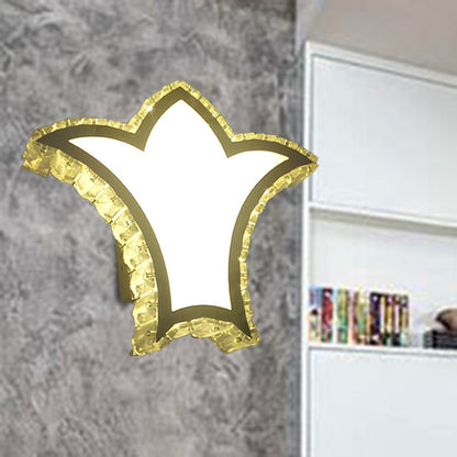 Crown Wall Light Sconce Modernist Clear K9 Crystal LED White Wall Lighting Fixture in White/Warm/2 Color Light White Clearhalo 'Modern wall lights' 'Modern' 'Wall Lamps & Sconces' 'Wall Lights' Lighting' 328480