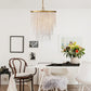 5/6 Lights Waterfall Chandelier Light Rural Brass Crystal Suspension Pendant for Bedroom Clearhalo 'Ceiling Lights' 'Chandeliers' Lighting' options 328567