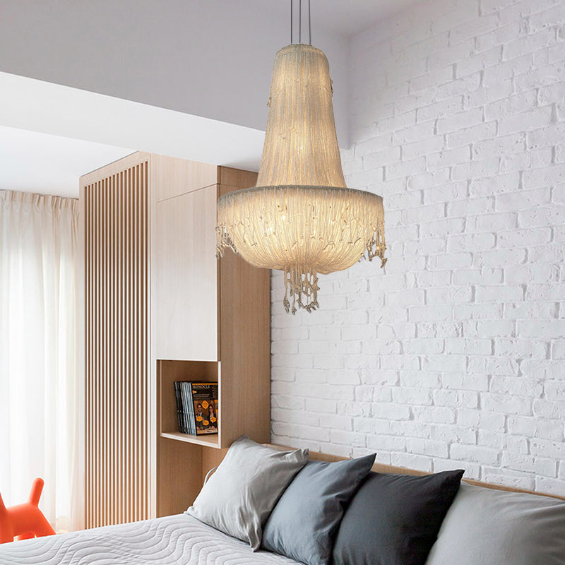 Crystal Basket Hanging Chandelier Rural 6 Lights Pendant Lighting Fixture in White Clearhalo 'Ceiling Lights' 'Chandeliers' Lighting' options 328684