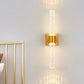 Linear Bedroom Wall Light Sconce Traditional Clear Bubble Crystal 1/2 Heads Gold LED Wall Lighting Fixture Clearhalo 'Wall Lamps & Sconces' 'Wall Lights' Lighting' 328875