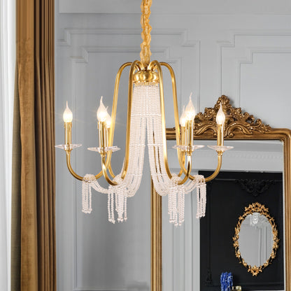 Gold 6 Lights Pendant Chandelier Lodge Crystal Curvy Ceiling Suspension Lamp for Bedroom Gold Clearhalo 'Ceiling Lights' 'Chandeliers' Lighting' options 328975_4041d4ea-94ba-491c-9e91-6c1a4d5aa2c4