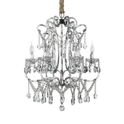 Curvy Bedroom Hanging Chandelier Simple Crystal 5/6 Lights Silver Suspension Lighting Fixture 5 Silver Clearhalo 'Ceiling Lights' 'Chandeliers' Lighting' options 329086_c28a7d00-875d-4c2c-b738-c8a18fc2f166