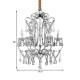 Curvy Bedroom Hanging Chandelier Simple Crystal 5/6 Lights Silver Suspension Lighting Fixture Clearhalo 'Ceiling Lights' 'Chandeliers' Lighting' options 329087