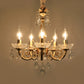 Crystal Gold Chandelier Lighting Scrolled Arm 5/6 Lights Lodge Pendant Light Fixture for Bedroom Clearhalo 'Ceiling Lights' 'Chandeliers' Lighting' options 329144