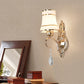 Crystal Flared Wall Mounted Lamp Vintage 1 Head Living Room Sconce Light Fixture in Gold Clearhalo 'Wall Lamps & Sconces' 'Wall Lights' Lighting' 329167