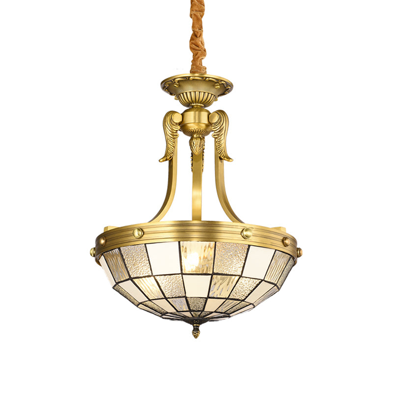 3 Lights Tiffany Chandelier Lighting Bowl Shade Cut Glass Suspension Pendant Light in Blue/Textured Silver for Kitchen Clearhalo 'Ceiling Lights' 'Chandeliers' 'Industrial' 'Middle Century Chandeliers' 'Tiffany Chandeliers' 'Tiffany close to ceiling' 'Tiffany' Lighting' 330183