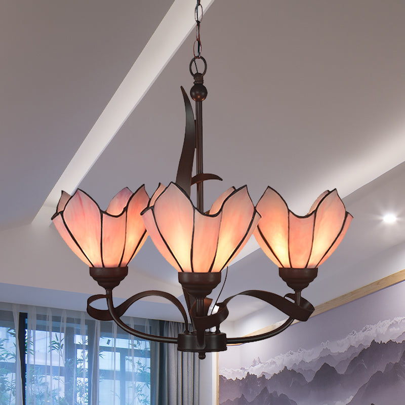 Bronze 3/5 Lights Chandelier Lighting Fixture Baroque Pink/Purple Floral Pendant ,shopify Lamp for Kitchen Clearhalo 'Ceiling Lights' 'Chandeliers' 'Lighting' 330296_333878d5-b6b2-4b24-b64a-ba1cdafbf318