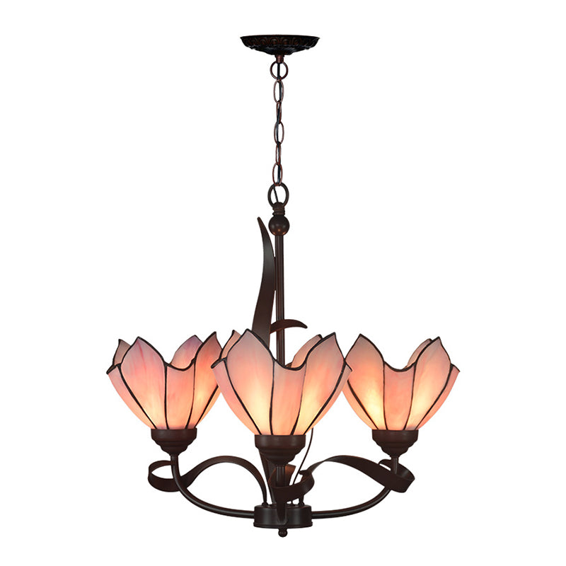 Bronze 3/5 Lights Chandelier Lighting Fixture Baroque Pink/Purple Floral Pendant ,shopify Lamp for Kitchen Clearhalo 'Ceiling Lights' 'Chandeliers' 'Lighting' 330298_f05d78fb-8395-4cb3-bf0e-95f4f8bb3947