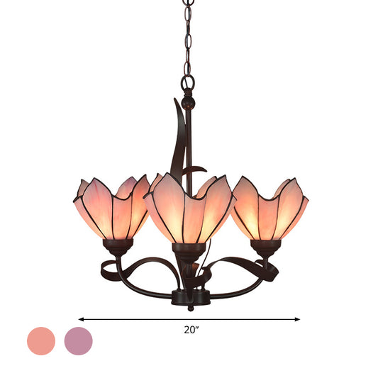 Bronze 3/5 Lights Chandelier Lighting Fixture Baroque Pink/Purple Floral Pendant ,shopify Lamp for Kitchen Clearhalo 'Ceiling Lights' 'Chandeliers' 'Lighting' 330299_1fc00a65-e968-430f-a084-36526343a2e1