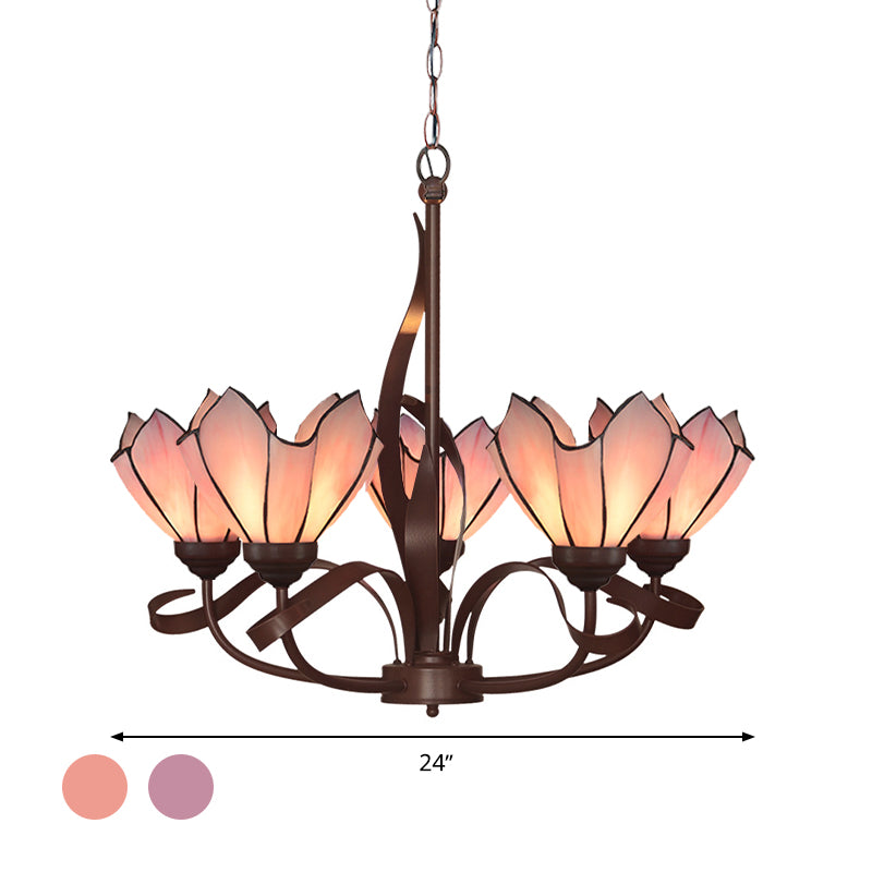 Bronze 3/5 Lights Chandelier Lighting Fixture Baroque Pink/Purple Floral Pendant ,shopify Lamp for Kitchen Clearhalo 'Ceiling Lights' 'Chandeliers' 'Lighting' 330302_4fa23c5d-01ea-46e8-978c-591f7c2b9850