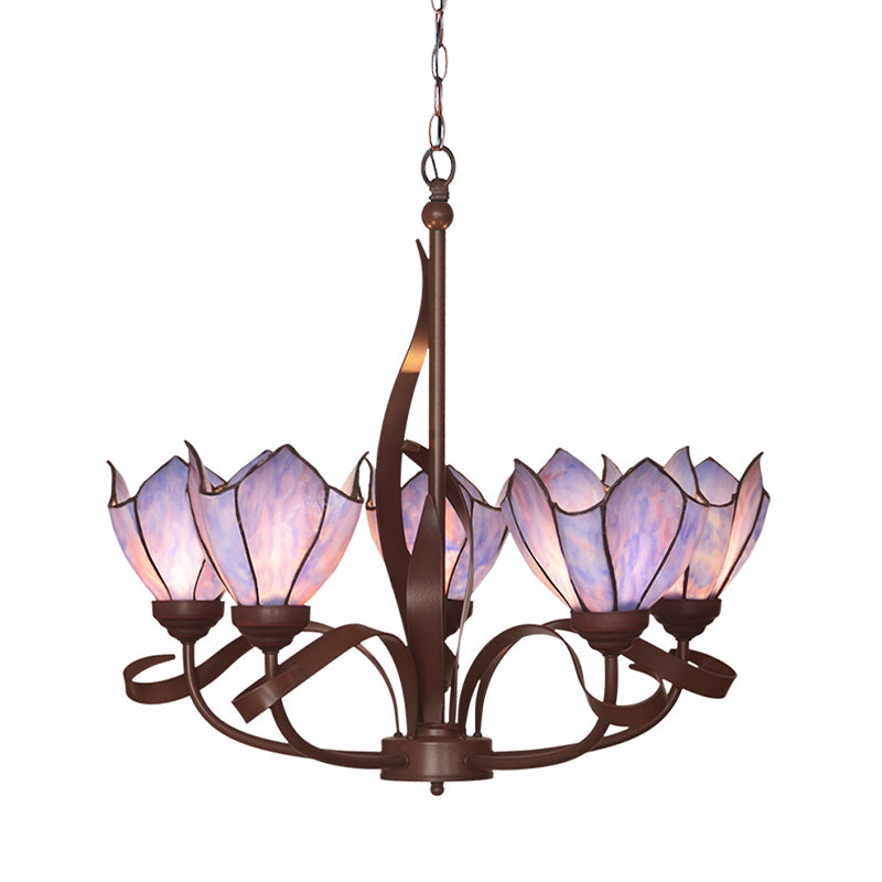 Bronze 3/5 Lights Chandelier Lighting Fixture Baroque Pink/Purple Floral Pendant ,shopify Lamp for Kitchen Clearhalo 'Ceiling Lights' 'Chandeliers' 'Lighting' 330306_9753ea1c-8f15-42a5-ac66-446ddf64c249