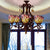 6 Lights Bedroom Ceiling Chandelier Victorian Red/Pink/Blue Drop Pendant with Floral Stained Glass Shade Pink Clearhalo 'Ceiling Lights' 'Chandeliers' 'Industrial' 'Middle Century Chandeliers' 'Tiffany Chandeliers' 'Tiffany close to ceiling' 'Tiffany' Lighting' 330436