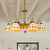 Domed Stained Glass Ceiling Chandelier Mediterranean 11 Lights Yellow Drop Pendant for Living Room Yellow Clearhalo 'Ceiling Lights' 'Chandeliers' 'Industrial' 'Middle Century Chandeliers' 'Tiffany Chandeliers' 'Tiffany close to ceiling' 'Tiffany' Lighting' 330561