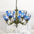 Domed Chandelier 5/9/11 Lights Blue/Textured White Glass Baroque Ceiling Pendant Light in Bronze for Bedroom 5 Blue Clearhalo 'Ceiling Lights' 'Chandeliers' 'Industrial' 'Middle Century Chandeliers' 'Tiffany Chandeliers' 'Tiffany close to ceiling' 'Tiffany' Lighting' 330576