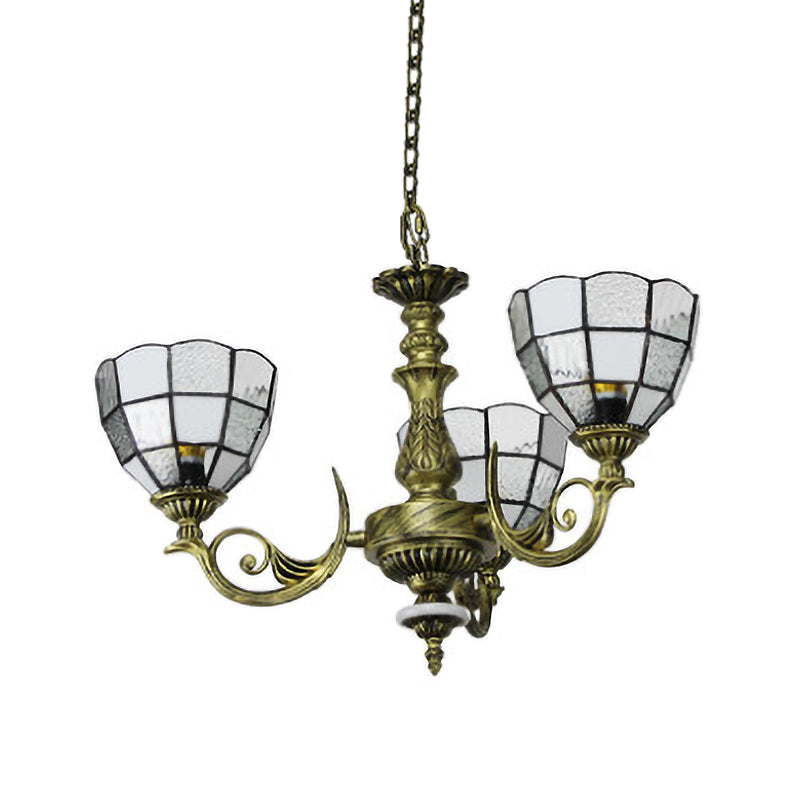 Domed Chandelier 5/9/11 Lights Blue/Textured White Glass Baroque Ceiling Pendant Light in Bronze for Bedroom Clearhalo 'Ceiling Lights' 'Chandeliers' 'Industrial' 'Middle Century Chandeliers' 'Tiffany Chandeliers' 'Tiffany close to ceiling' 'Tiffany' Lighting' 330591