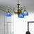 Blue Stained Glass Chandelier Lighting Fixture Grid Patterned 5/9/11 Lights Baroque Suspension Lamp 3 Blue Clearhalo 'Ceiling Lights' 'Chandeliers' 'Industrial' 'Middle Century Chandeliers' 'Tiffany Chandeliers' 'Tiffany close to ceiling' 'Tiffany' Lighting' 330607