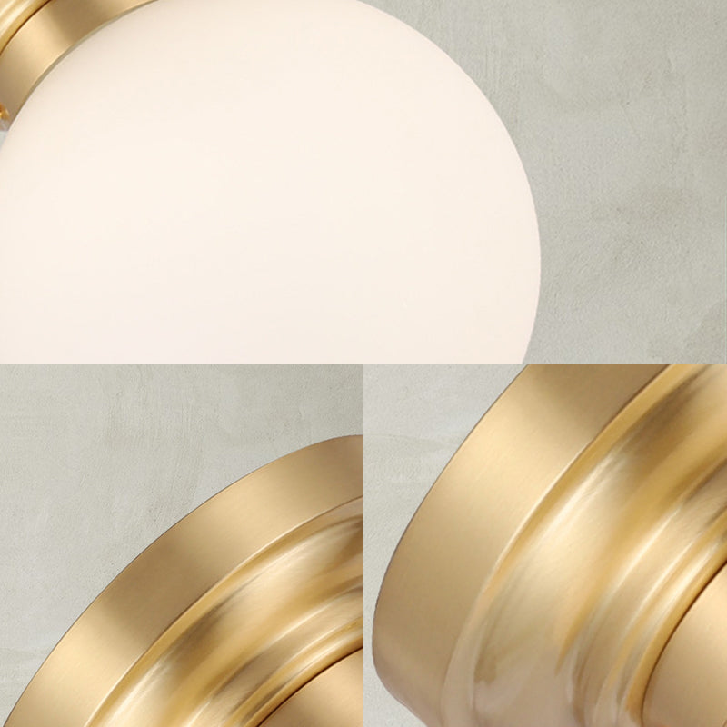 1 Bulb Brass/Black Finish Close to Ceiling Light with Frosted Globe Glass Shade Minimalist Semi-Flushmount Light Clearhalo 'Ceiling Lights' 'Close To Ceiling Lights' 'Close to ceiling' 'Flush mount' Lighting' 330694