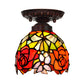Victorian Domed Ceiling Mounted Light 1 Light Red/Pink/Orange Stained Glass Flushmount for Corridor Clearhalo 'Ceiling Lights' 'Close To Ceiling Lights' 'Close to ceiling' 'Flush mount' Lighting' 331035