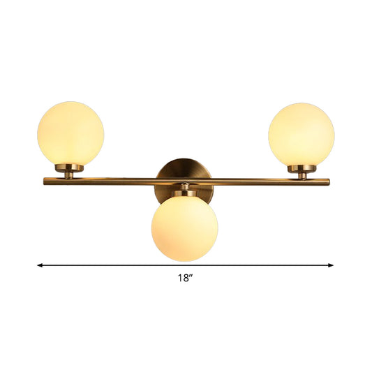Modernism 3 Heads Sconce Gold Round Wall Mounted Lighting with Milky Glass Shade Clearhalo 'Cast Iron' 'Glass' 'Industrial' 'Modern wall lights' 'Modern' 'Tiffany' 'Traditional wall lights' 'Wall Lamps & Sconces' 'Wall Lights' Lighting' 331125