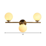 Modernism 3 Heads Sconce Gold Round Wall Mounted Lighting with Milky Glass Shade Clearhalo 'Cast Iron' 'Glass' 'Industrial' 'Modern wall lights' 'Modern' 'Tiffany' 'Traditional wall lights' 'Wall Lamps & Sconces' 'Wall Lights' Lighting' 331125