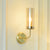 Metal Curvy Arm Wall Lamp Simple 1 Head Brass Sconce Light Fixture with Clear Glass Shade Brass Clearhalo 'Cast Iron' 'Glass' 'Industrial' 'Modern wall lights' 'Modern' 'Tiffany' 'Traditional wall lights' 'Wall Lamps & Sconces' 'Wall Lights' Lighting' 331216
