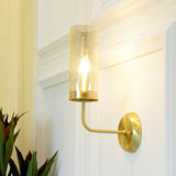 Metal Curvy Arm Wall Lamp Simple 1 Head Brass Sconce Light Fixture with Clear Glass Shade - Clearhalo - 'Cast Iron' - 'Glass' - 'Industrial' - 'Modern wall lights' - 'Modern' - 'Tiffany' - 'Traditional wall lights' - 'Wall Lamps & Sconces' - 'Wall Lights' - Lighting' - 331217