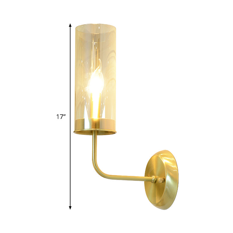 Metal Curvy Arm Wall Lamp Simple 1 Head Brass Sconce Light Fixture with Clear Glass Shade Clearhalo 'Cast Iron' 'Glass' 'Industrial' 'Modern wall lights' 'Modern' 'Tiffany' 'Traditional wall lights' 'Wall Lamps & Sconces' 'Wall Lights' Lighting' 331220