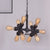 Exposed Bulb Chandelier Light Farmhouse Style Metal 10 Heads Black Pendant Lamp with Sputnik Design Black Clearhalo 'Cast Iron' 'Ceiling Lights' 'Chandeliers' 'Industrial Chandeliers' 'Industrial' 'Metal' 'Middle Century Chandeliers' 'Rustic Chandeliers' 'Tiffany' Lighting' 331281