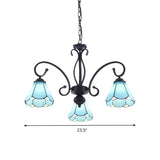 Black 5/6/8 Lights Chandelier Light Fixture Tiffany Style Blue Glass Cone Hanging Lamp Kit Clearhalo 'Ceiling Lights' 'Chandeliers' 'Industrial' 'Middle Century Chandeliers' 'Tiffany Chandeliers' 'Tiffany close to ceiling' 'Tiffany' Lighting' 331377