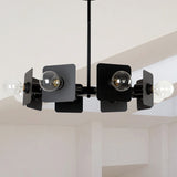 Metal Square Chandelier Lighting Industrial Style 8-Head Black Ceiling Light Fixture with Bare Bulb for Restaurant Clearhalo 'Cast Iron' 'Ceiling Lights' 'Chandeliers' 'Industrial Chandeliers' 'Industrial' 'Metal' 'Middle Century Chandeliers' 'Rustic Chandeliers' 'Tiffany' Lighting' 331398