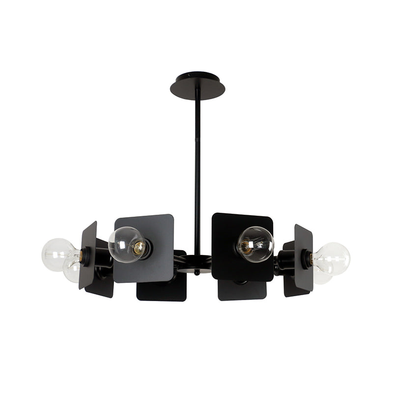 Metal Square Chandelier Lighting Industrial Style 8-Head Black Ceiling Light Fixture with Bare Bulb for Restaurant Clearhalo 'Cast Iron' 'Ceiling Lights' 'Chandeliers' 'Industrial Chandeliers' 'Industrial' 'Metal' 'Middle Century Chandeliers' 'Rustic Chandeliers' 'Tiffany' Lighting' 331400