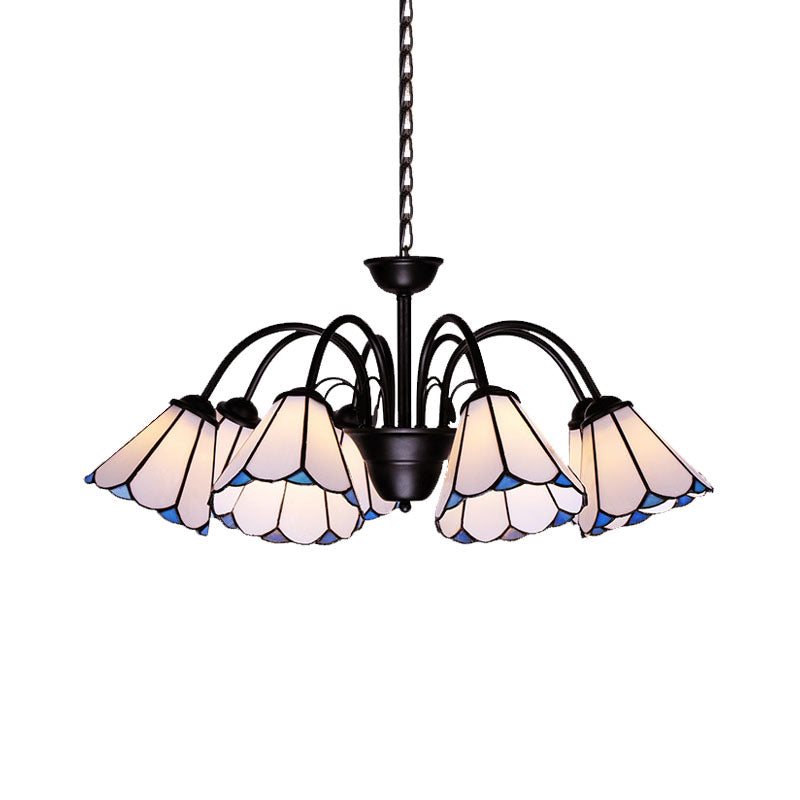 6/8 Lights Conical Chandelier Lighting Baroque Black Cut Glass Ceiling Pendant Light for Living Room Clearhalo 'Ceiling Lights' 'Chandeliers' 'Industrial' 'Middle Century Chandeliers' 'Tiffany Chandeliers' 'Tiffany close to ceiling' 'Tiffany' Lighting' 331419