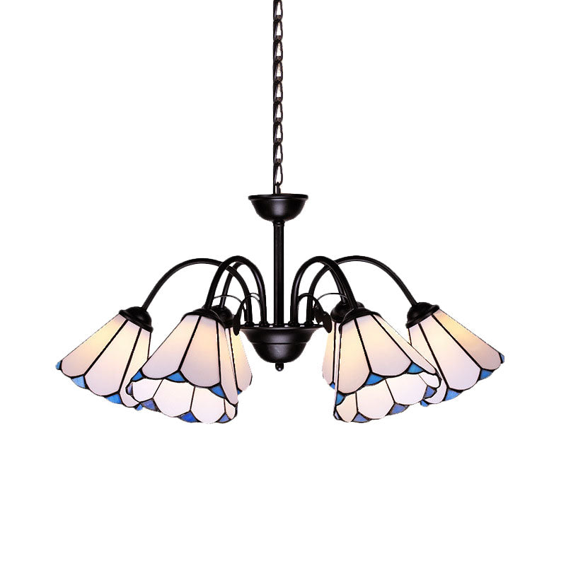 6/8 Lights Conical Chandelier Lighting Baroque Black Cut Glass Ceiling Pendant Light for Living Room Clearhalo 'Ceiling Lights' 'Chandeliers' 'Industrial' 'Middle Century Chandeliers' 'Tiffany Chandeliers' 'Tiffany close to ceiling' 'Tiffany' Lighting' 331423